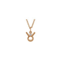 Taurus Zodiac Sign Diamond Solitaire Necklace (Rose 14K) front - Popular Jewelry - New York