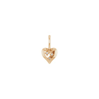 Three Diamonds Puffy Heart Pendant (Rose 14K) front - Popular Jewelry - Нью-Йорк