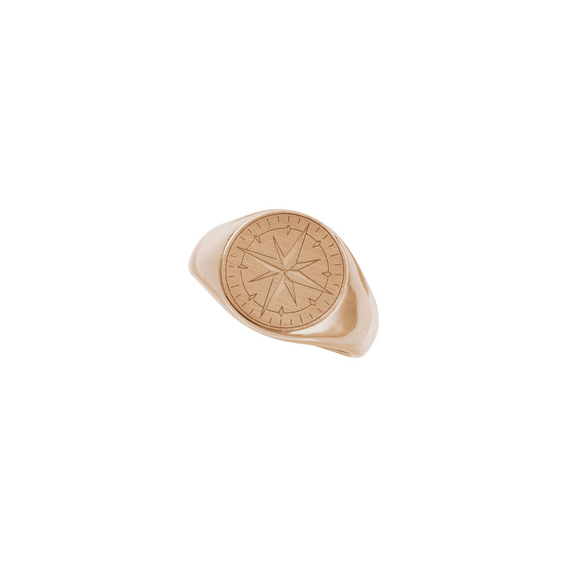 Voyager Compass Signet Ring (Rose 14K) top - Popular Jewelry - New York