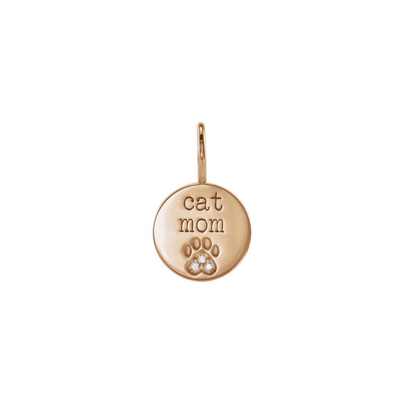 'Cat Mom' Engraved Disc Pendant (Rose 14K) front - Popular Jewelry - New York