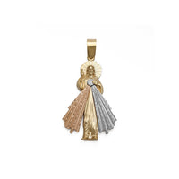 Divine Mercy Jesus Christ Tricolor Pendant (14K) front - Popular Jewelry - New York
