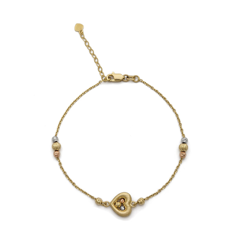 Sideways Heart and Beads Bracelet (Tricolor 14K) Popular Jewelry - New York
