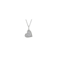 对角天然钻石心形项链（白色 14K）正面 - Popular Jewelry  - 纽约