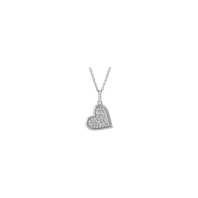 Diagonal Natural Diamond Heart Necklace (White 14K) front - Popular Jewelry - New York