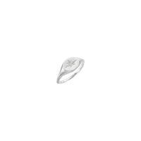 Diamond Shining Star Sideways Oval Signet Ring (Blan 14K) prensipal - Popular Jewelry - Nouyòk