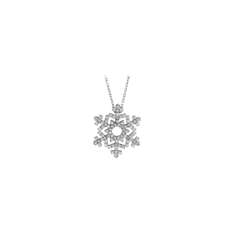 Natural White Diamond Snowflake Cable Necklace (14K) front - Popular Jewelry - New York