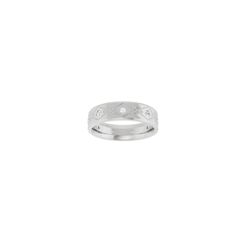 Rhombus Patterned Natural Diamond Eternity Ring (White 14K) front - Popular Jewelry - New York