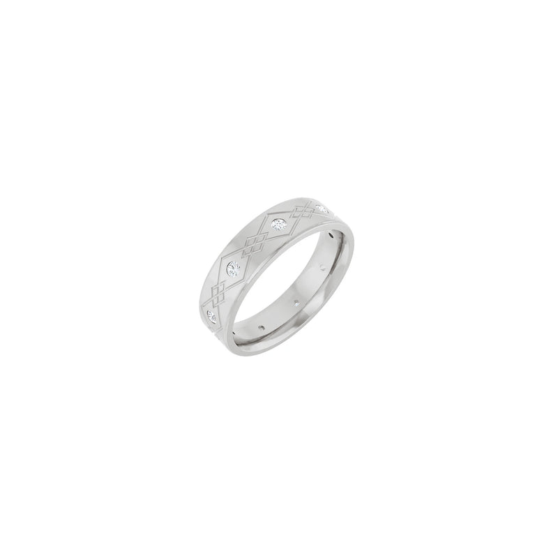 Rhombus Patterned Natural Diamond Eternity Ring (White 14K) main - Popular Jewelry - New York