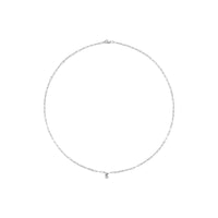 Round Diamond Solitaire Bezel-Set Paperclip Necklace (14K)