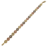Tricolor Milgrain Heart Mandala Bracelet (14K)