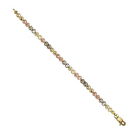 Tricolor Milgrain Heart Web Bracelet (14K)