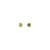 3.5 mm Round Peridot and Diamond Halo Stud Earrings
