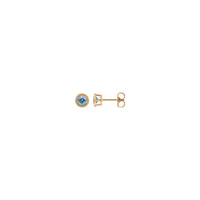 4 mm Round Aquamarine Beaded Halo Stud Earrings (Rose 14K) main - Popular Jewelry - نیو یارک