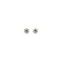 4 mm Round Aquamarine Bezel Earrings (Rose 14K) front - Popular Jewelry - న్యూయార్క్