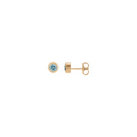 4 mm Round Aquamarine Bezel Earrings (Rose 14K) main - Popular Jewelry - New York