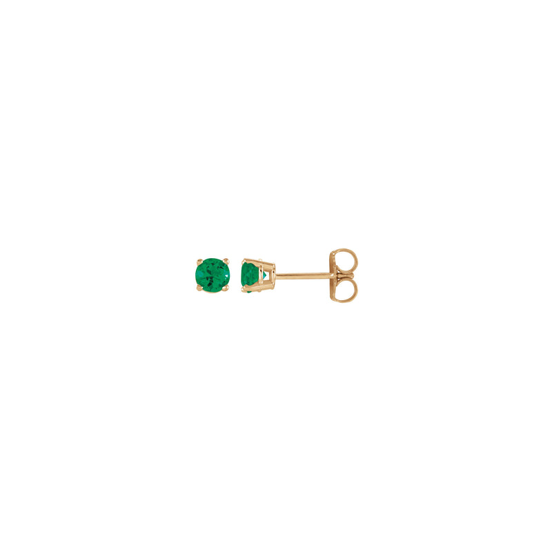 4 mm Round Natural Emerald Solitaire Stud Earrings (Rose 14K) main - Popular Jewelry - New York