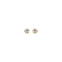4 mm Round White Diamond Bezel Earrings (Rose 14K) front - Popular Jewelry - New York