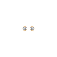 4 mm ラウンド ホワイト ダイヤモンド ベゼル イヤリング (ローズ 14K) フロント - Popular Jewelry - ニューヨーク
