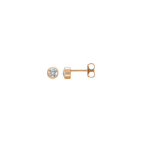4 mm Round White Diamond Bezel Earrings (Rose 14K) main - Popular Jewelry - Newyork