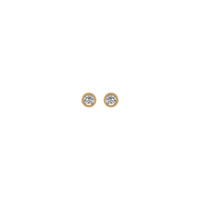 4 毫米圆形白色蓝宝石串珠光环耳钉（玫瑰色 14K）正面 - Popular Jewelry  - 纽约