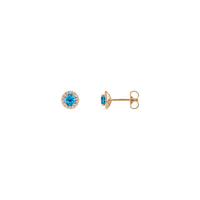 Swiss Blue Topaz Diamond Halo Stud Earrings
