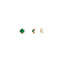5mm 라운드 에메랄드 & 다이아몬드 헤일로 스터드 이어링(로즈 14K) 메인 - Popular Jewelry - 뉴욕