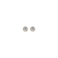Orecchini Stud Halo 5 mm Round Diamond White (Rose 14K) davanti - Popular Jewelry - New York