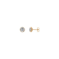 Orecchini Stud Halo di diamanti bianchi rotondi da 5 mm (Rosa 14K) principale - Popular Jewelry - New York