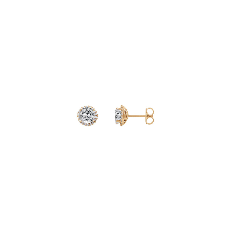 5 mm Round White Diamond Halo Stud Earrings (Rose 14K) main - Popular Jewelry - New York