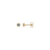 Awọn afikọti Aquamarine Claw Rope Stud (Rose 14K) akọkọ - Popular Jewelry - Niu Yoki