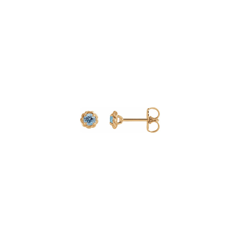 Aquamarine Claw Rope Stud Earrings (Rose 14K) main - Popular Jewelry - New York