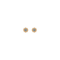 Aquamarine Petite Flower Stud Earrings (Rose 14K) front - Popular Jewelry - New York