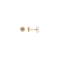Anting Kancing Bunga Mungil Aquamarine (Mawar 14K) utama - Popular Jewelry - New York