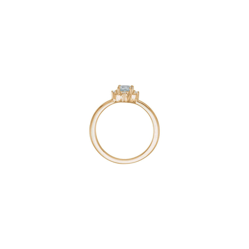 Aquamarine and Diamond Compass Halo Ring (Rose 14K) side - Popular Jewelry - New York