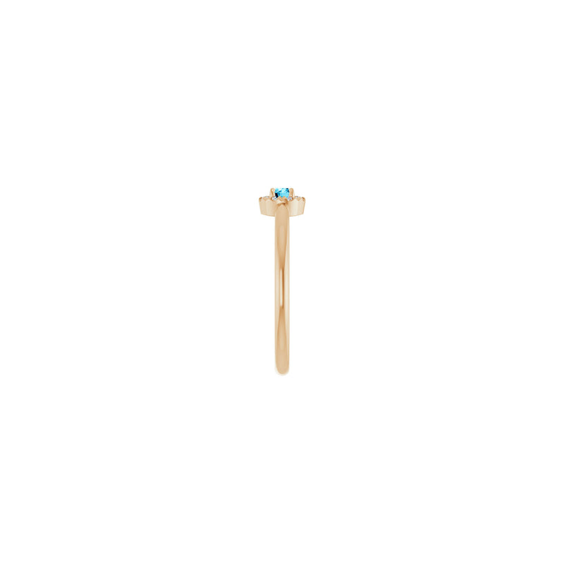 Aquamarine and Diamond French-Set Halo Ring (Rose 14K) side - Popular Jewelry - New York