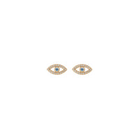 Akvamarino ir balto safyro „Evil Eye Stud“ auskarai (Rose 14K) priekyje - Popular Jewelry - Niujorkas