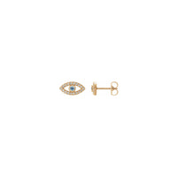 Galvenie akvamarīna un baltā safīra Evil Eye Stud Auskari (Rose 14K) - Popular Jewelry - Ņujorka