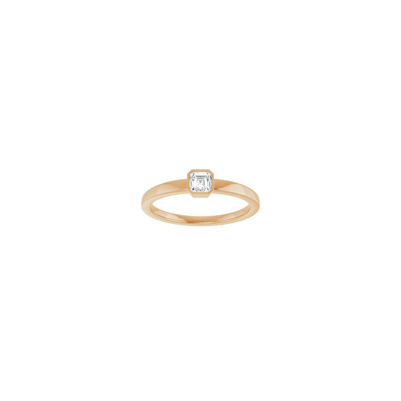 Asscher Natural Diamond Solitaire Ring (Rose 14K) front - Popular Jewelry - New York