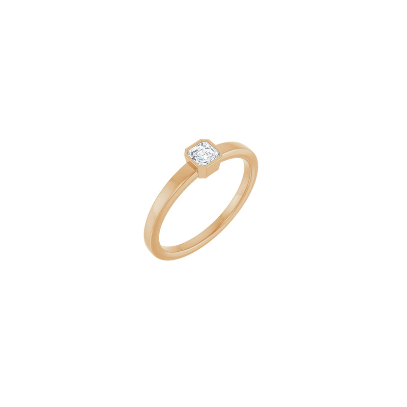 Asscher Natural Diamond Solitaire Ring (Rose 14K) main - Popular Jewelry - New York