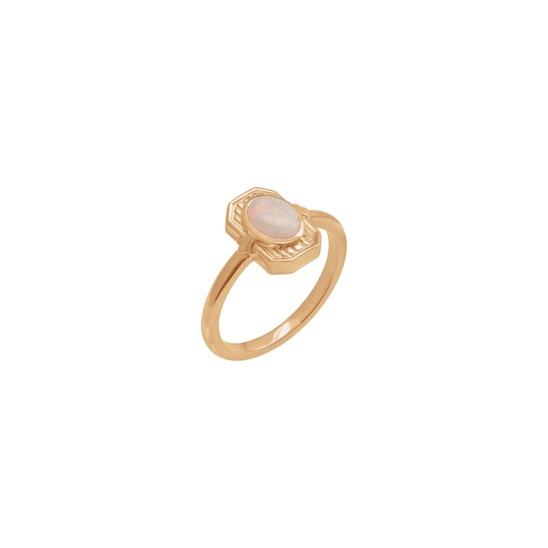 Australian White Opal Cabochon Token Ring (Rose 14K) main - Popular Jewelry - New York
