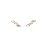 长方形钻石装饰耳环（玫瑰色 14K）正面 - Popular Jewelry  - 纽约