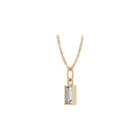 Baguette Diamond Rectangle Bezel Necklace (Rose 14K) diagonal - Popular Jewelry - Newyork