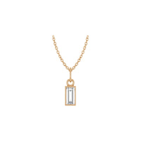 Baguette Diamond Rectangle Bezel Necklace (Rose 14K) front - Popular Jewelry - Newyork