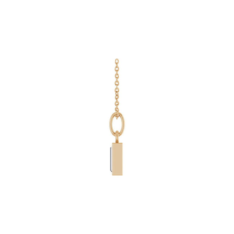 Baguette Diamond Rectangle Bezel Necklace (Rose 14K) side - Popular Jewelry - New York