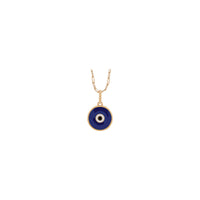 Blue Enamel Evil Eye Necklace (Rose 14K) front - Popular Jewelry - న్యూయార్క్