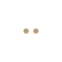 Blue Zircon Petite Flower Stud Earrings
