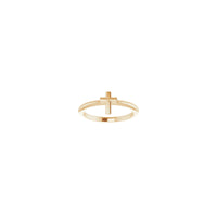 Bold Cross Stackable Ring (Rose 14K) front - Popular Jewelry - New York