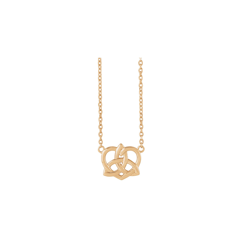 Celtic Trinity Heart Necklace (Rose 14K) front - Popular Jewelry - New York