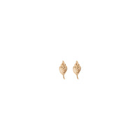 Classic Leaf Stud Earrings (Rose 14K) front - Popular Jewelry - New York