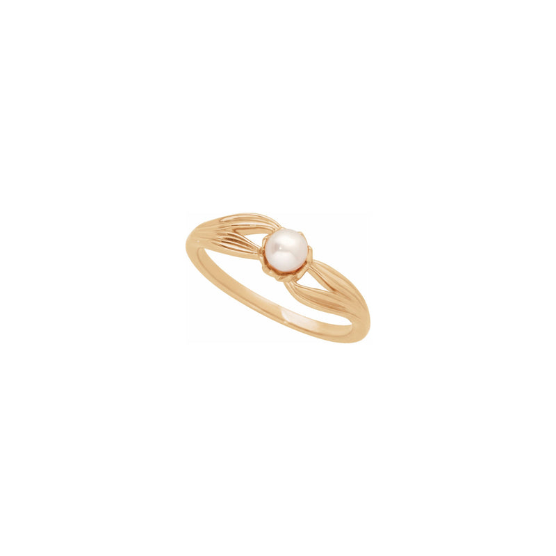 Cultured Freshwater Pearl Ring (Rose 14K) diagonal - Popular Jewelry - New York